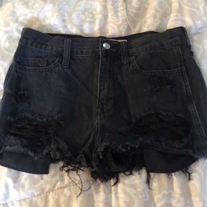 Black Ripped Jean Shorts